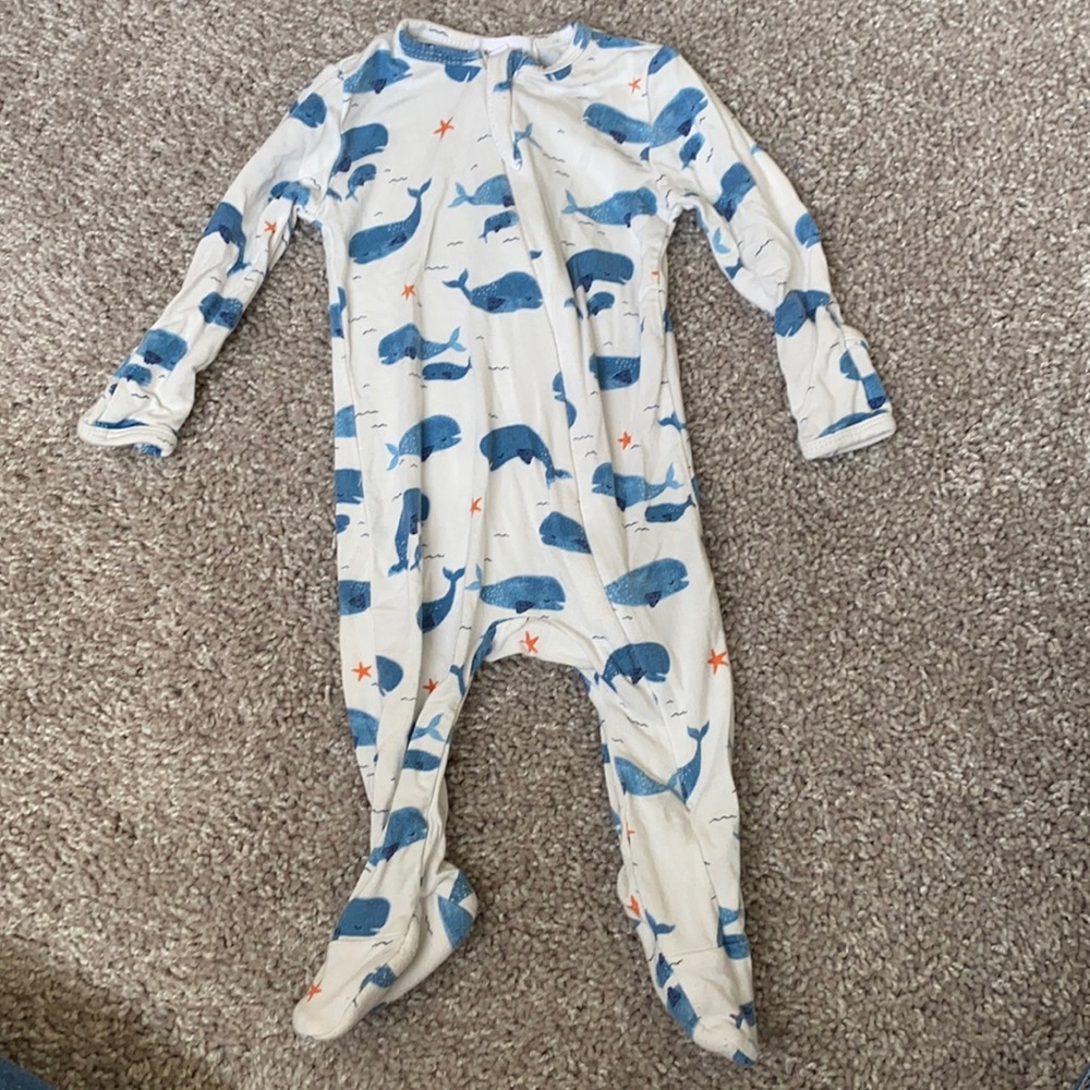 Whale footie pajama